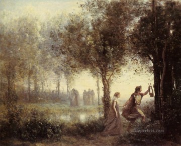  plein Oil Painting - Orpheus Leading Eurydice from the Underworld plein air Romanticism Jean Baptiste Camille Corot